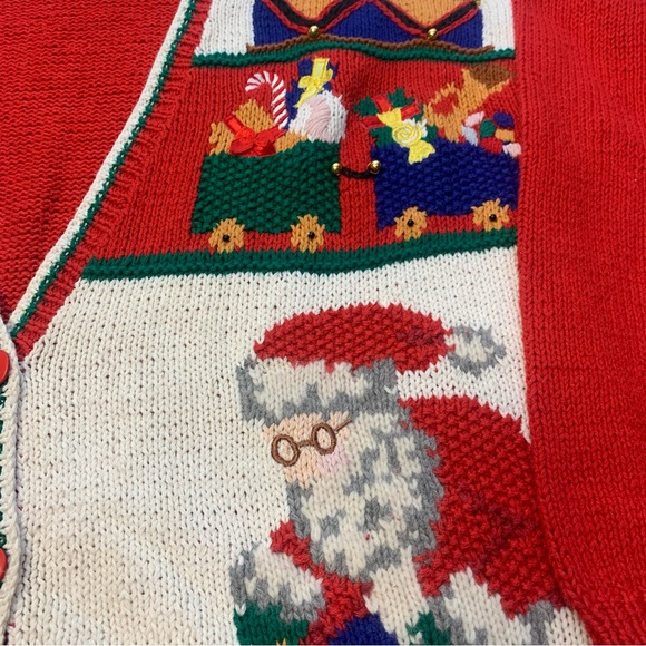 VTG Talbots Hand Knitted Holiday Ugly Christmas Cardigan Sweater - Picture 13 of 16